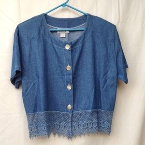VTG Bridge Chambray & Lace Top M
